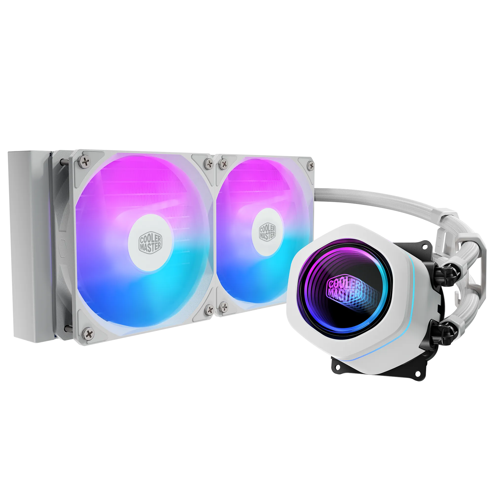 Cooler Master Masterliquid Core Nex 240 White ARGB; 240MM Aio Liquid Cooler; Dual Chamber Pump;intel LGA1700/1200/115& AM4; AM5