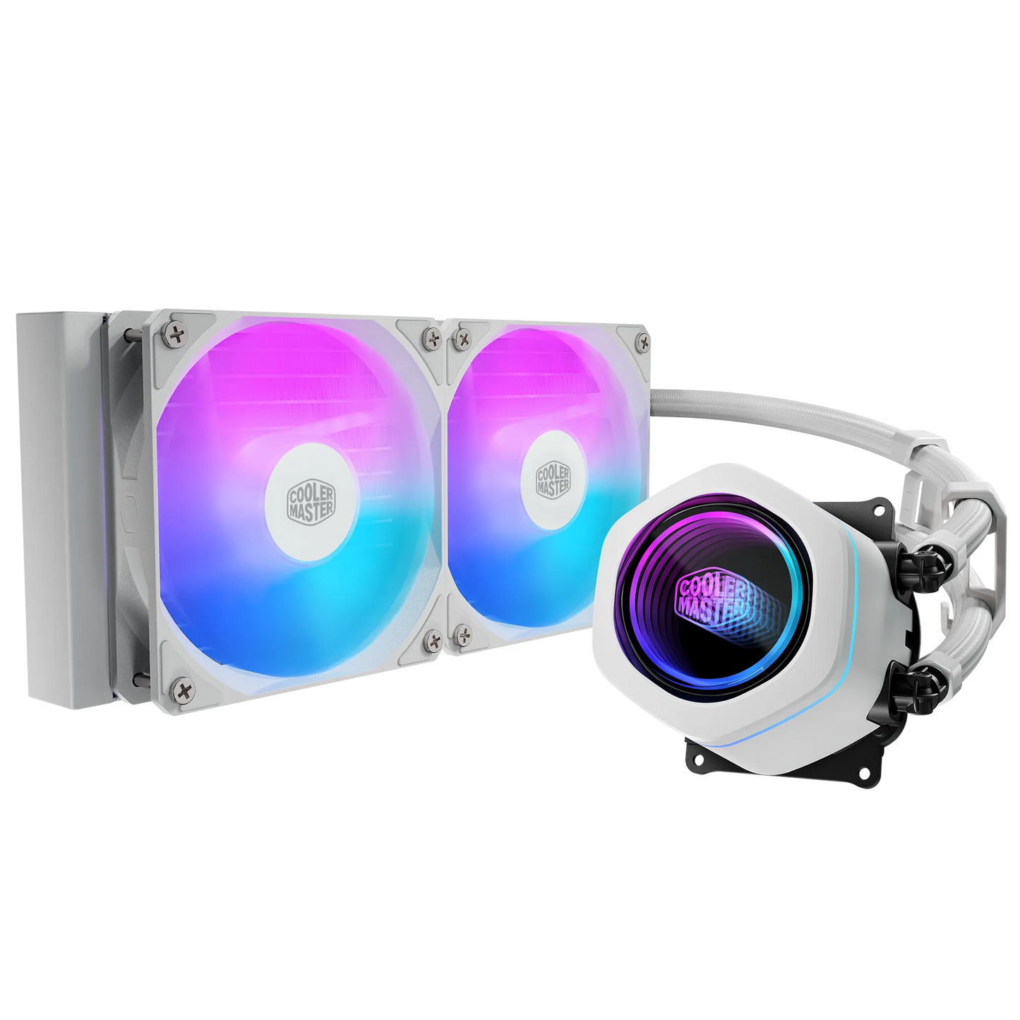 Cooler Master Masterliquid Core Nex 240 White ARGB; 240MM Aio Liquid Cooler; Dual Chamber Pump;intel LGA1700/1200/115& AM4; AM5