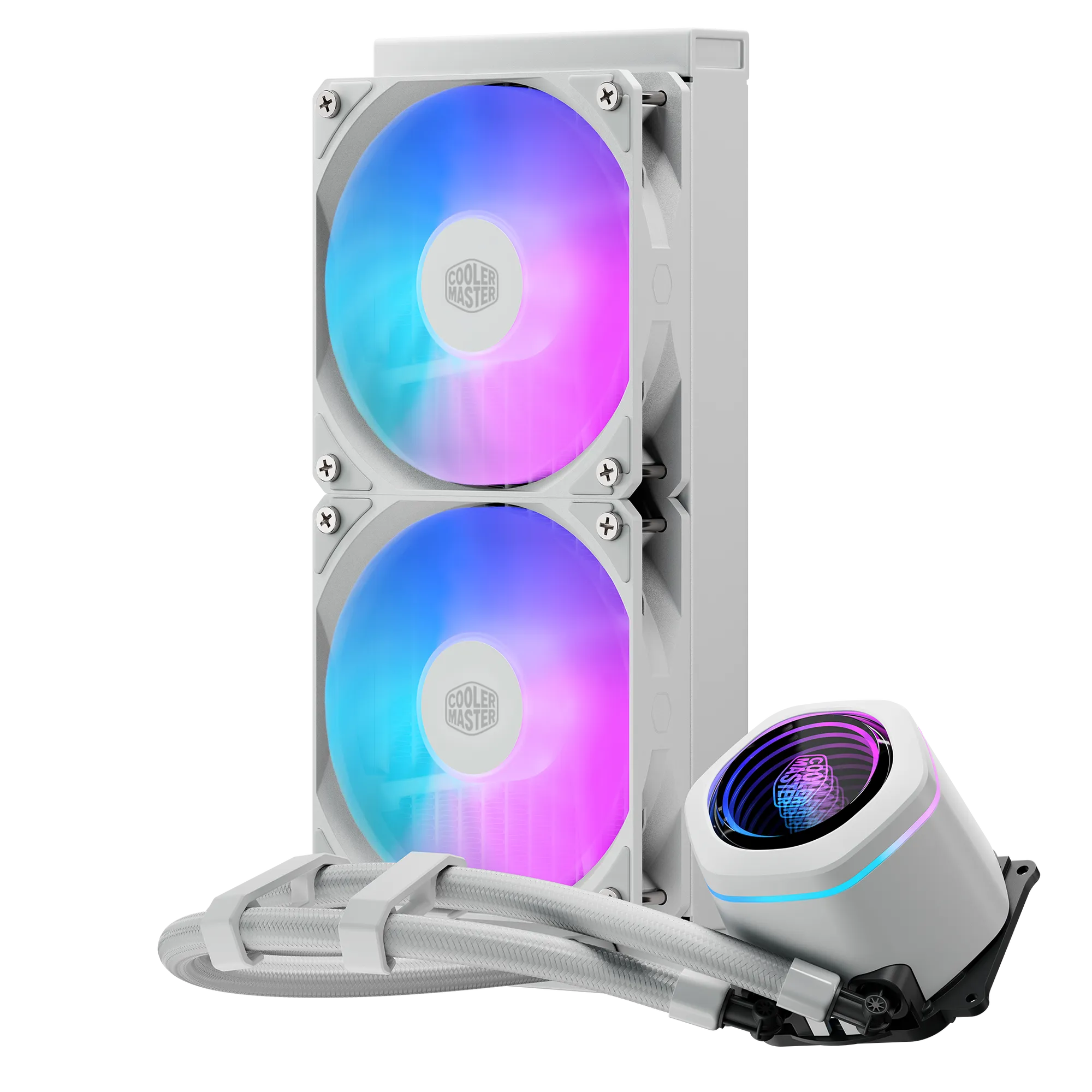 Cooler Master Masterliquid Core Nex 240 White ARGB; 240MM Aio Liquid Cooler; Dual Chamber Pump;intel LGA1700/1200/115& AM4; AM5 image 2