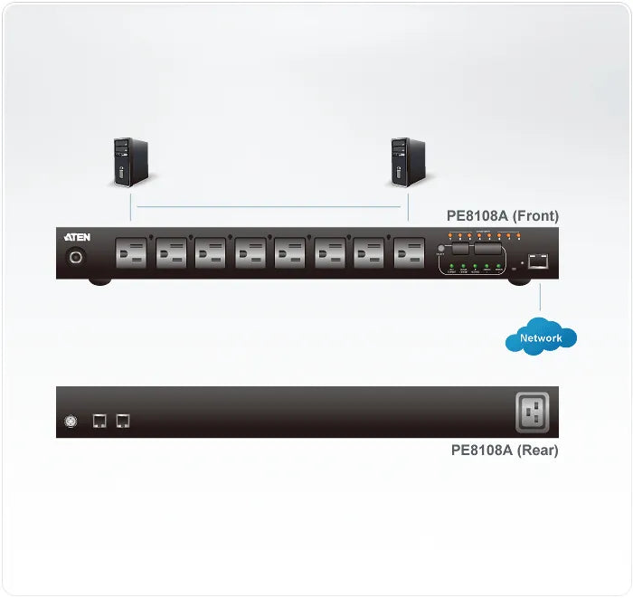 Aten 15A/10A 8-OUTLET 1U Outlet-Metered & Switched Eco Pdu image 2