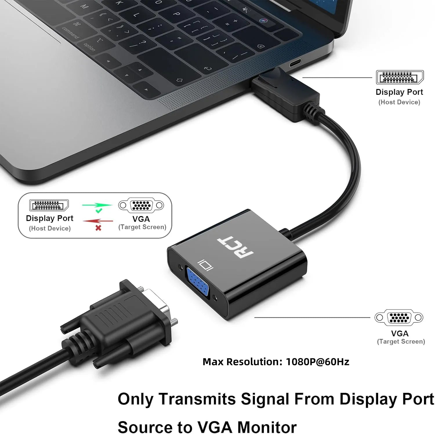 Rct Peripherals Rct Display Port To VGA (m To F) Adapter . image 3