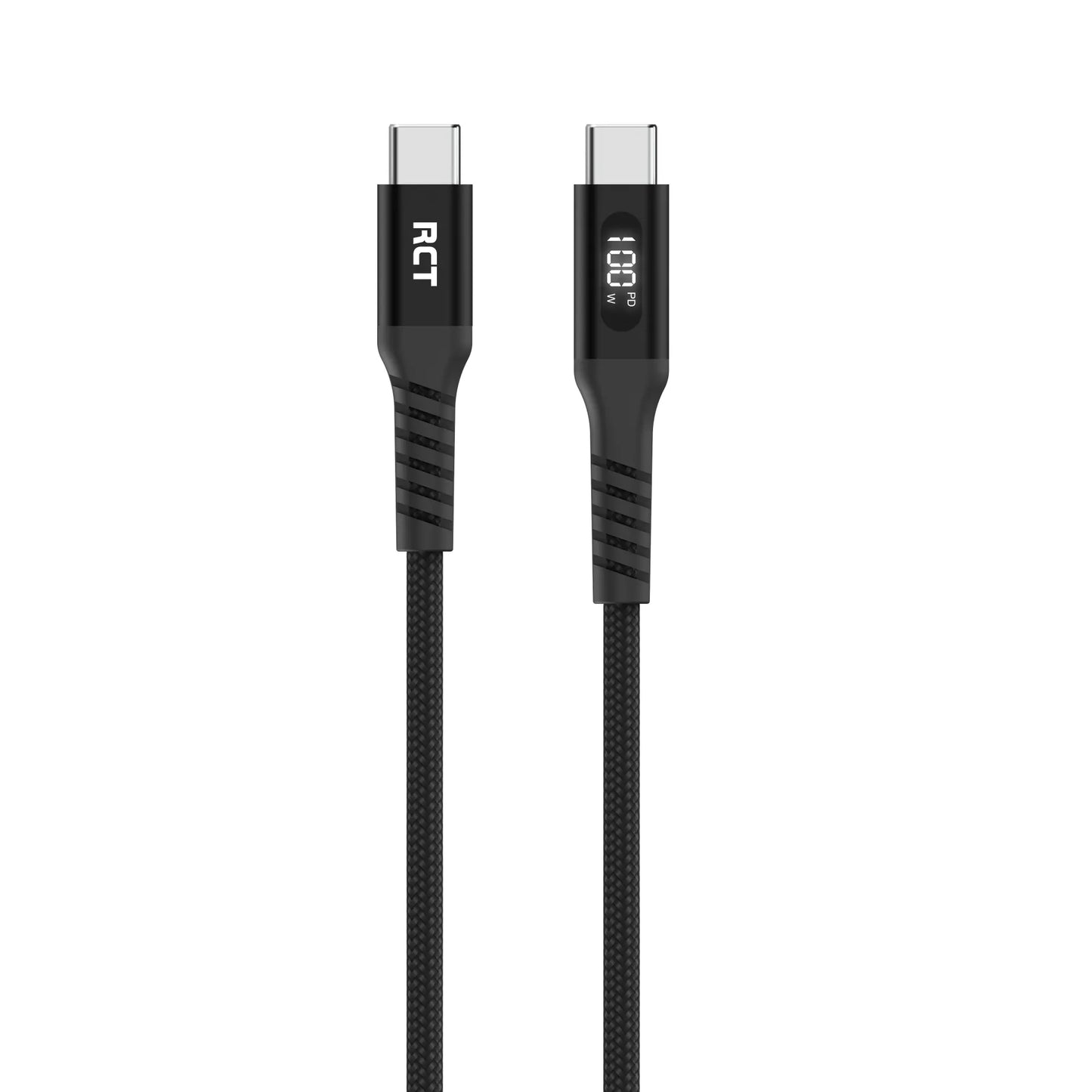 Rct Peripherals Rct USB-C To USB-C Pd 100W (5A) Cable; 2M; Braided; LED Display