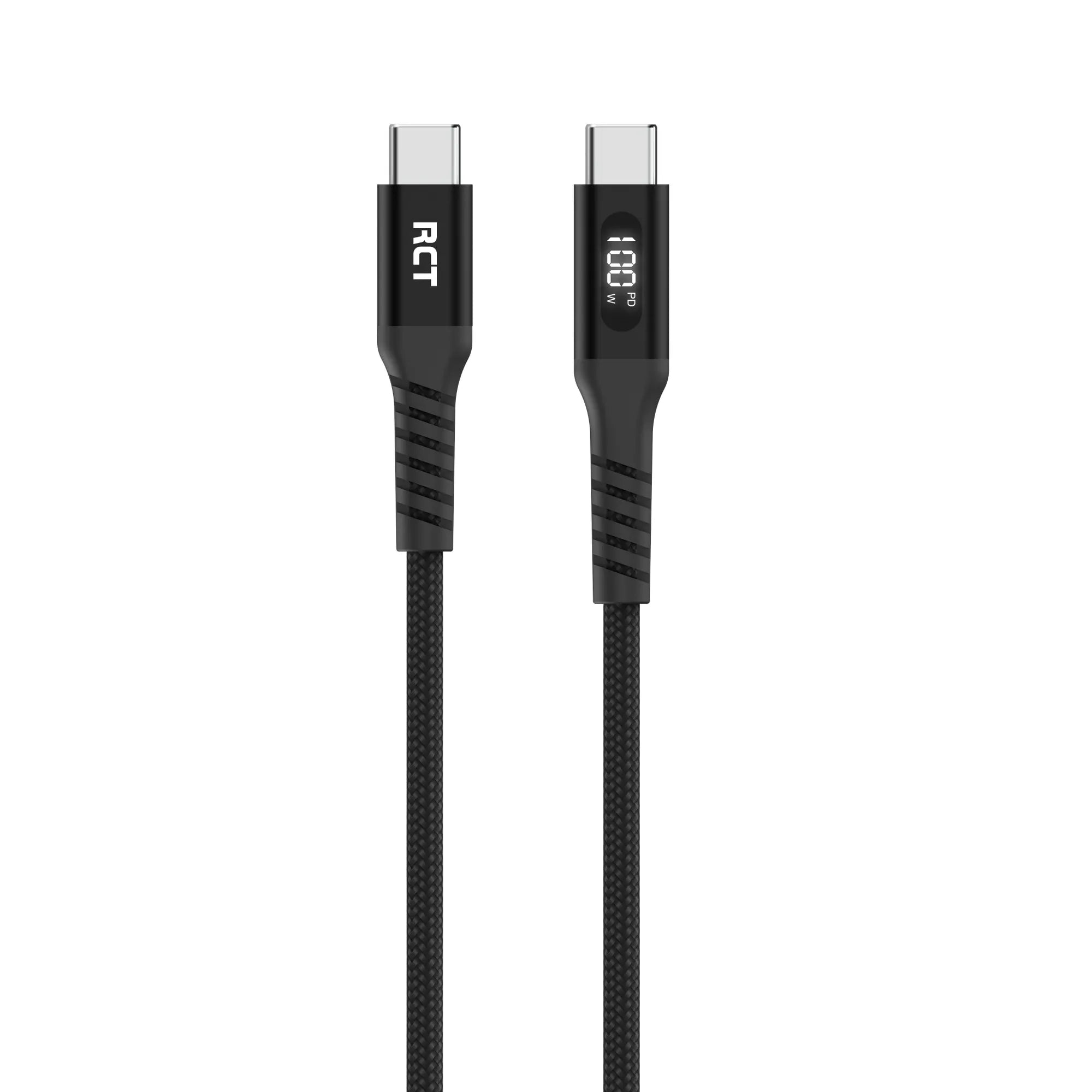 Rct Peripherals Rct USB-C To USB-C Pd 100W (5A) Cable; 2M; Braided; LED Display