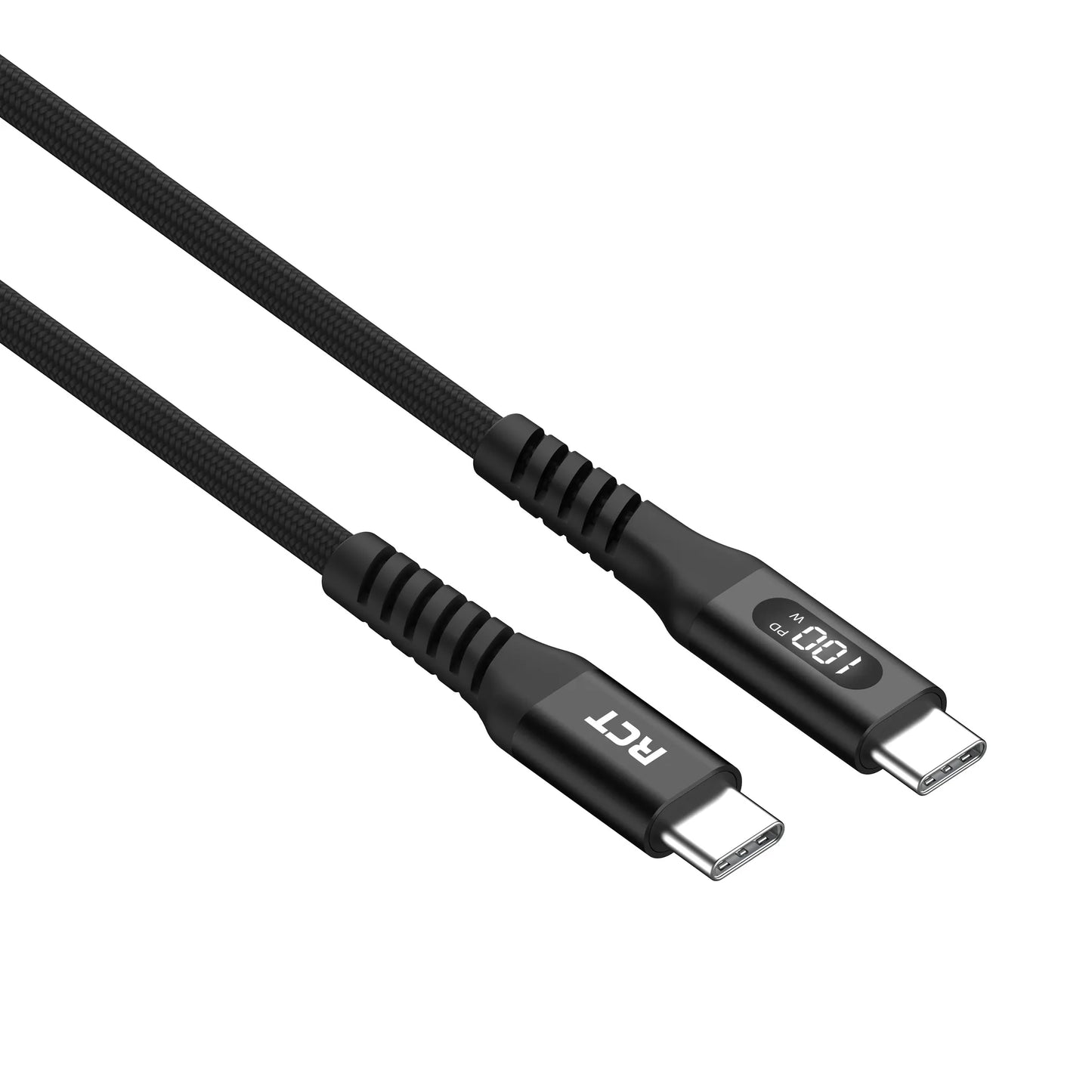 Rct Peripherals Rct USB-C To USB-C Pd 100W (5A) Cable; 2M; Braided; LED Display image 3