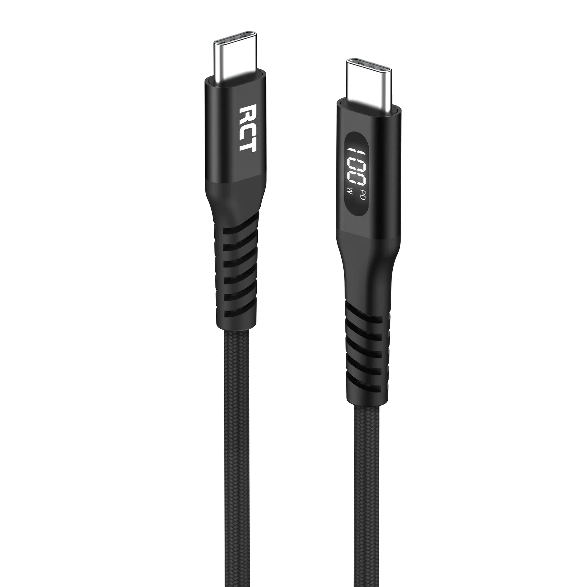 Rct Peripherals Rct USB-C To USB-C Pd 100W (5A) Cable; 2M; Braided; LED Display image 4