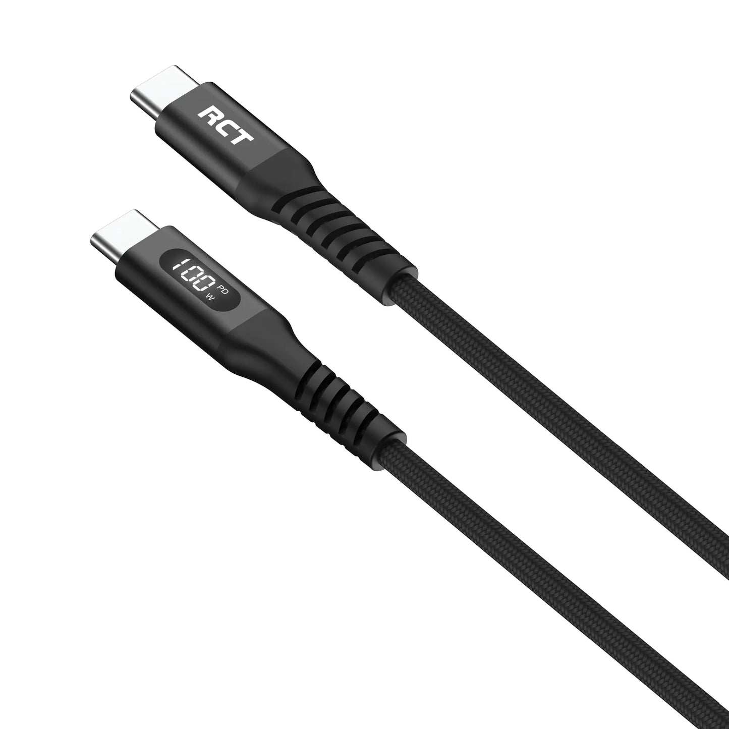 Rct Peripherals Rct USB-C To USB-C Pd 100W (5A) Cable; 2M; Braided; LED Display image 5