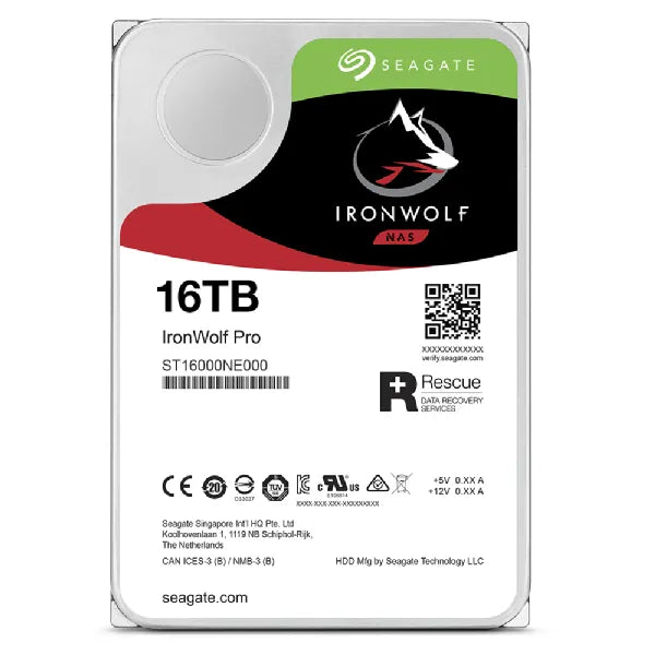 Seagate Ironwolf Pro 16TB 3.5'' Hdd Nas Drives 7200 Rpm; SATA 6GB/S Interface; 256MB CACHE;550TB/YEAR; Unlimited Ba