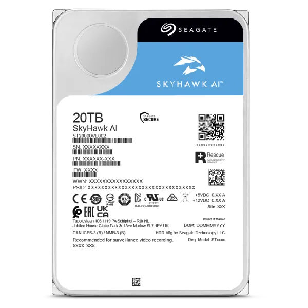 Seagate Skyhawk Ai 16TB 3.5'' Hdd Surveillance Drives; SATA 6GB/S Interface; 256MB Cache; Rpm: 7200;512E; 5 Year Li image 3
