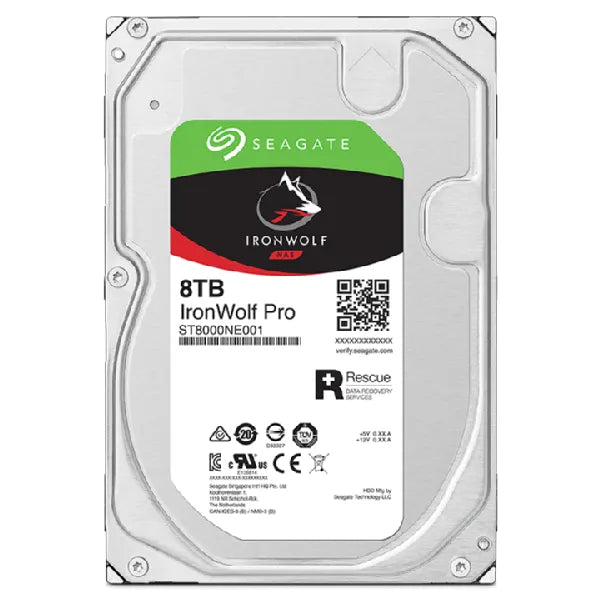 Seagate Ironwolf Pro 8TB 3.5'' Hdd Nas Drives 7200 Rpm; SATA 6GB/S Interface; 256MB CACHE;550TB/YEAR; Unlimited Bays