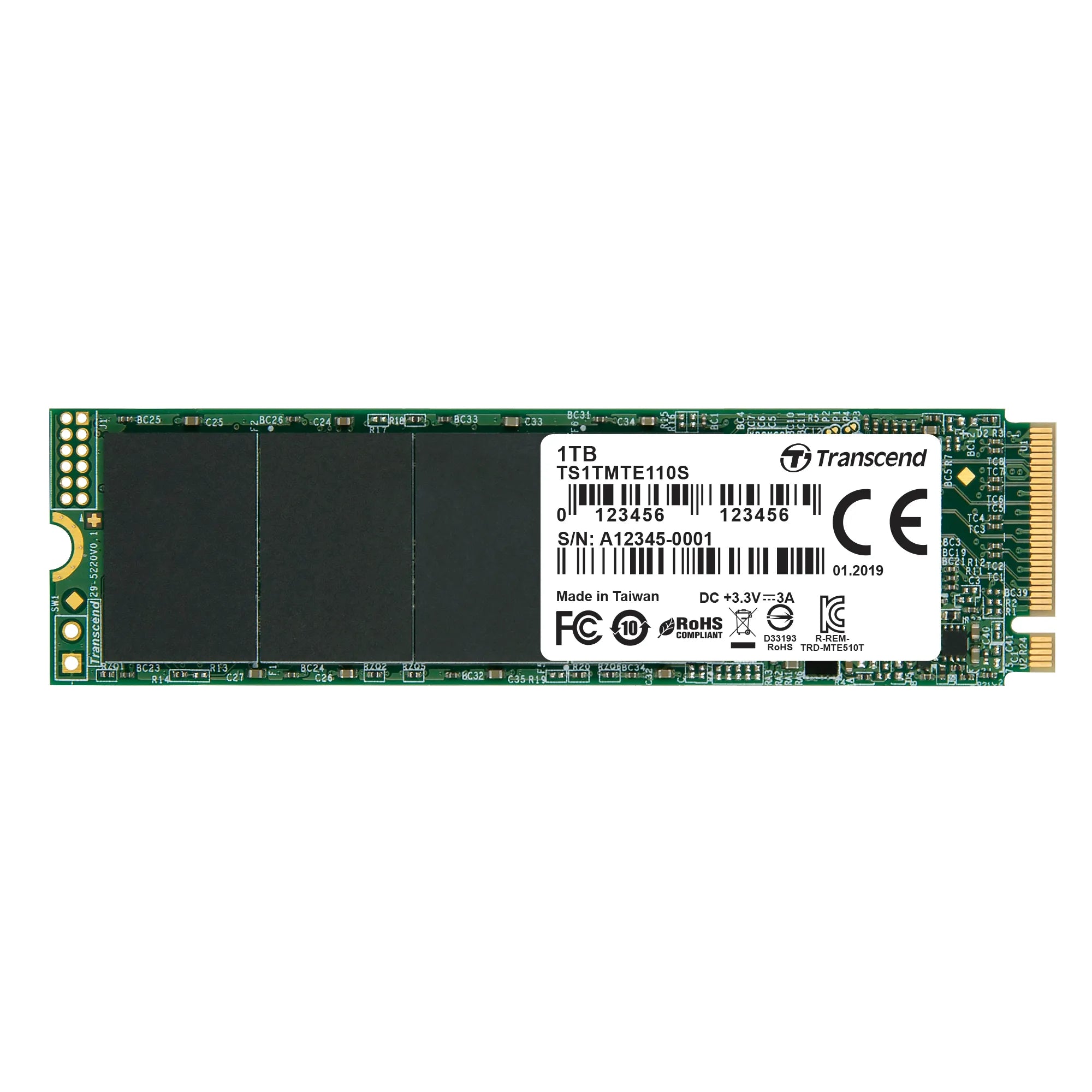 Transcend 1TB MTE110S PCI-E Gen 3X4 M.2 2280 SSD 3D Tlc 1700 Mb/S Read 1400 Mb/S Write 400 Tbw
