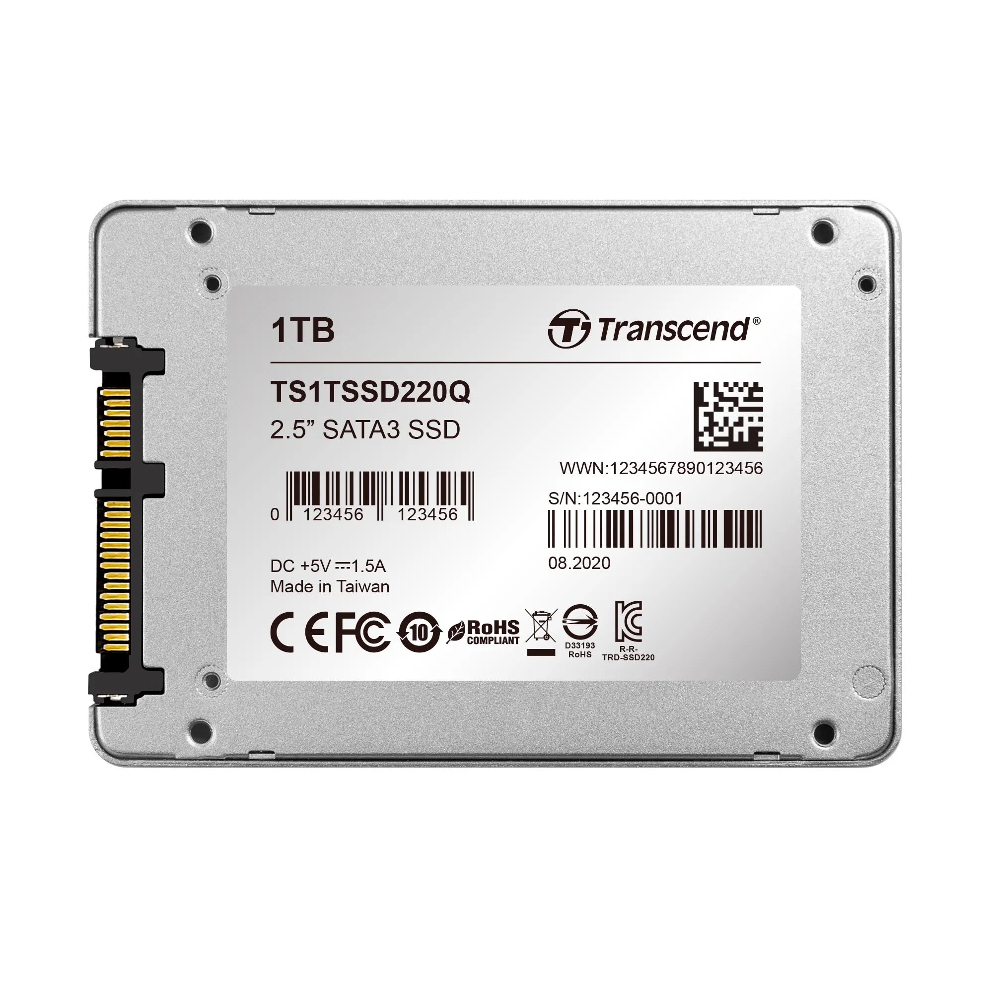 Transcend 1TB SSD220Q 2.5'' SSD Drive SATA III Qlc With Slc Cache 550MB/S Read 500MB/S Write 200 Tbw
