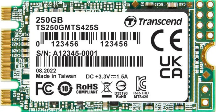 Transcend 250GB MTS425S M.2 SATA 3 2242 SSD Cacheless Tlc image 2