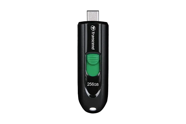 Transcend 256GB JF790C USB C (5GPBS) Capless Flash Drive Black And Green image 2