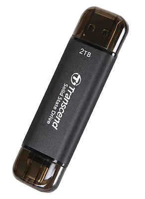 Transcend 2 TB ESD310C USB3.2 Type A & C (USB 10GBPS) Otg Compact Portable SSD Read 1050MB/S Write 950 Mb/S Black
