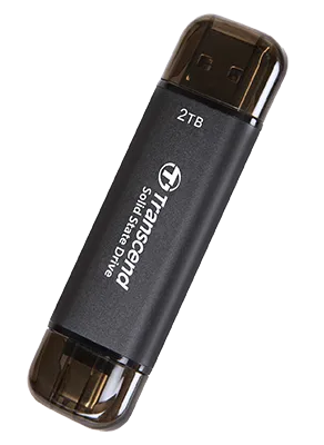 Transcend 2 TB ESD310C USB3.2 Type A & C (USB 10GBPS) Otg Compact Portable SSD Read 1050MB/S Write 950 Mb/S Black image 2