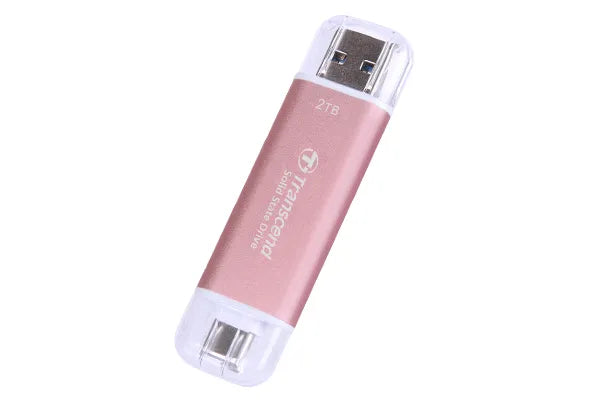 Transcend 2 TB ESD310P USB3.2 Type A & C (USB 10GBPS) Otg Compact Portable SSD Read 1050MB/S Write 950 Mb/S Pink