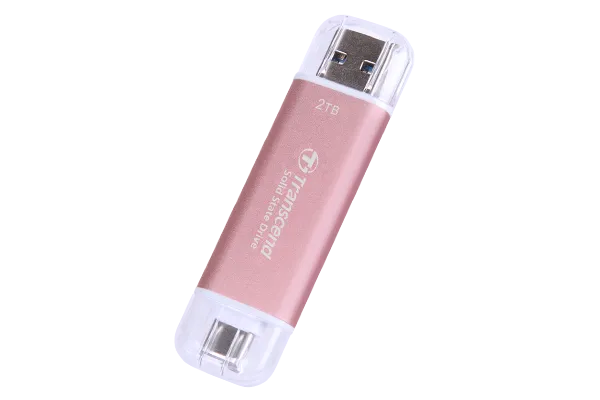 Transcend 2 TB ESD310P USB3.2 Type A & C (USB 10GBPS) Otg Compact Portable SSD Read 1050MB/S Write 950 Mb/S Pink image 2