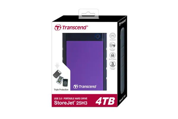 Transcend Storejet 2.5'' 4TB 25H3 USB 3.1 Rugged Hdd Purple image 5