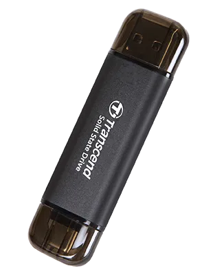 Transcend 512 GB ESD310C USB3.2 Type A & C (USB 10GBPS) Otg Compact Portable SSD Read 1050MB/S Write 950 Mb/S Black