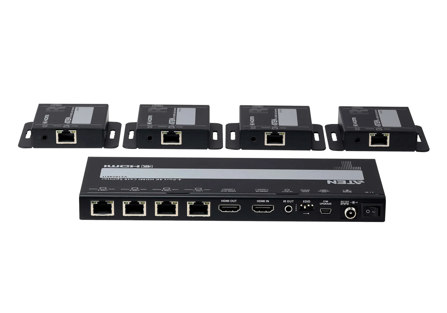 Aten 4-PORT 4K HDMI Cat 6 Splitter With Receivers 1 Splitter And 4 Receivers image 2