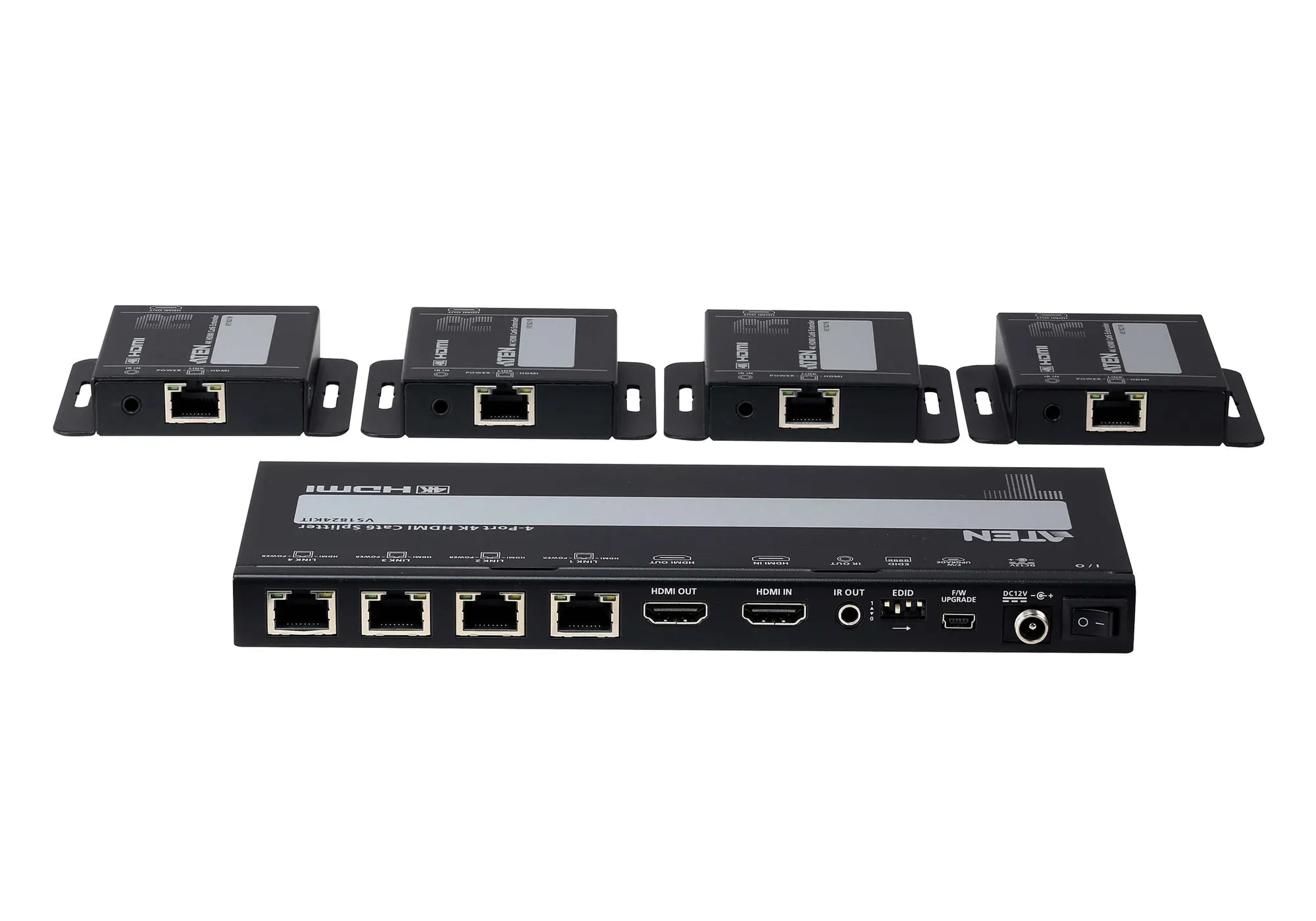 Aten 4-PORT 4K HDMI Cat 6 Splitter With Receivers 1 Splitter And 4 Receivers image 2