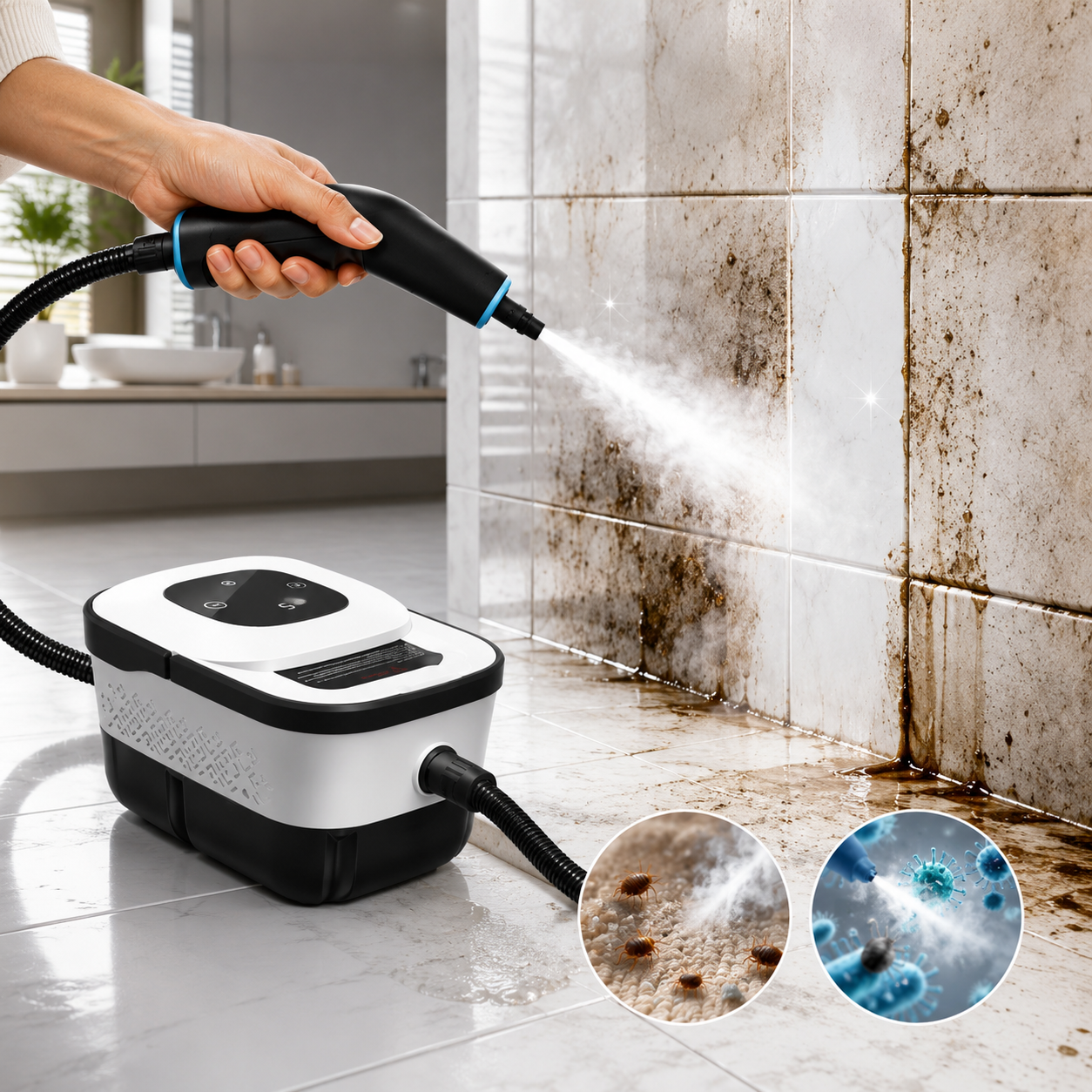 Portable Steam Cleaner Machine for Home & Car – Handheld Household Steam Cleaning for Couch, Sofa, Tile, Upholstery & Floors