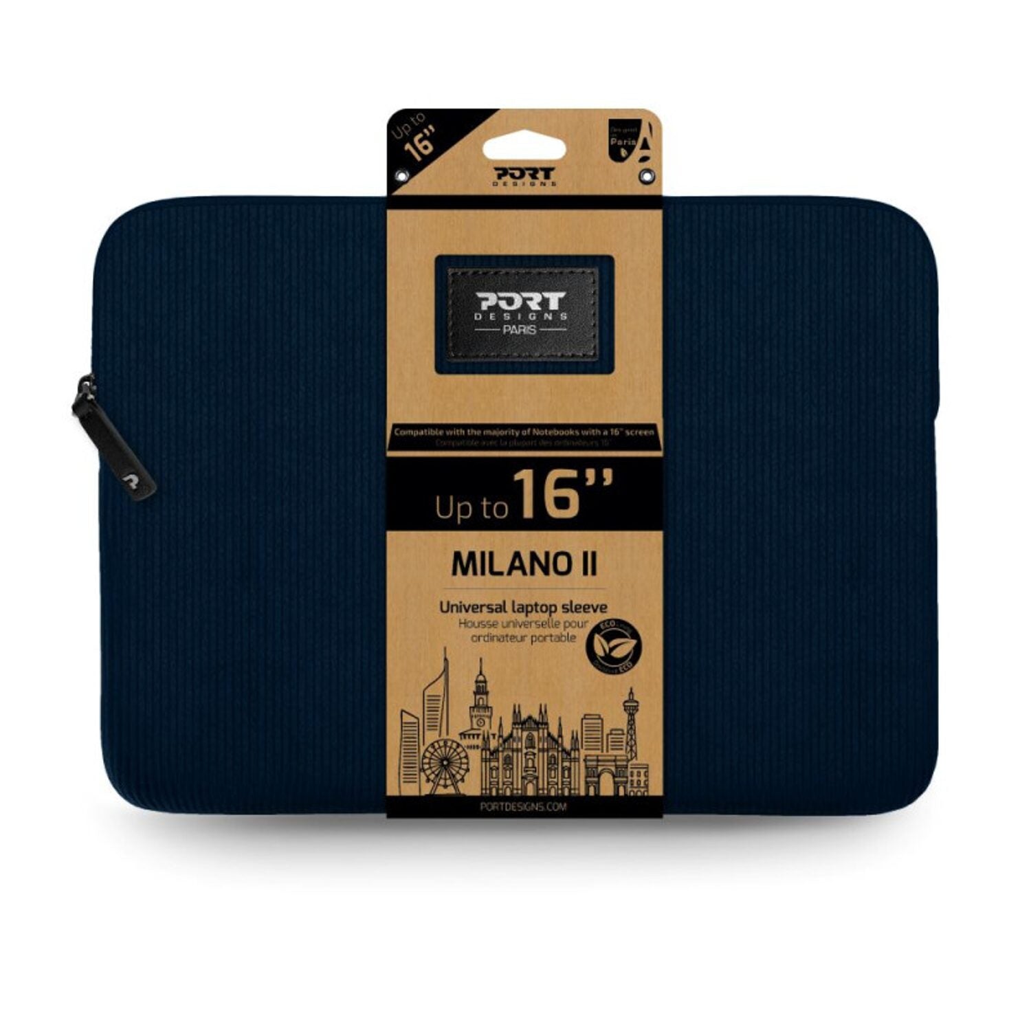 Port Milano II Eco Laptop Sleeve 16" Navy Blue