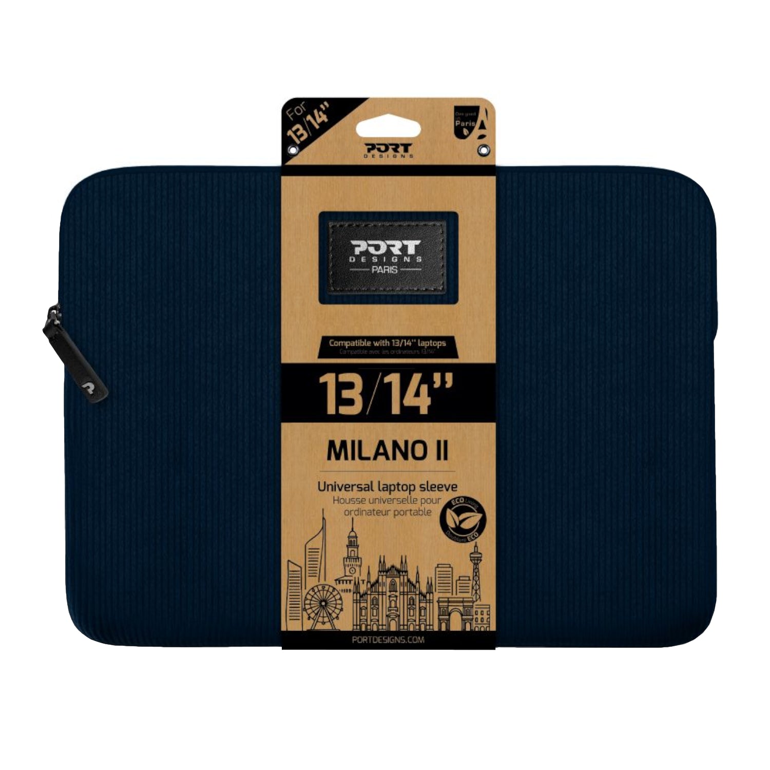 Port Designs Milano II Eco 13/14" Universal Laptop Sleeve Navy Blue