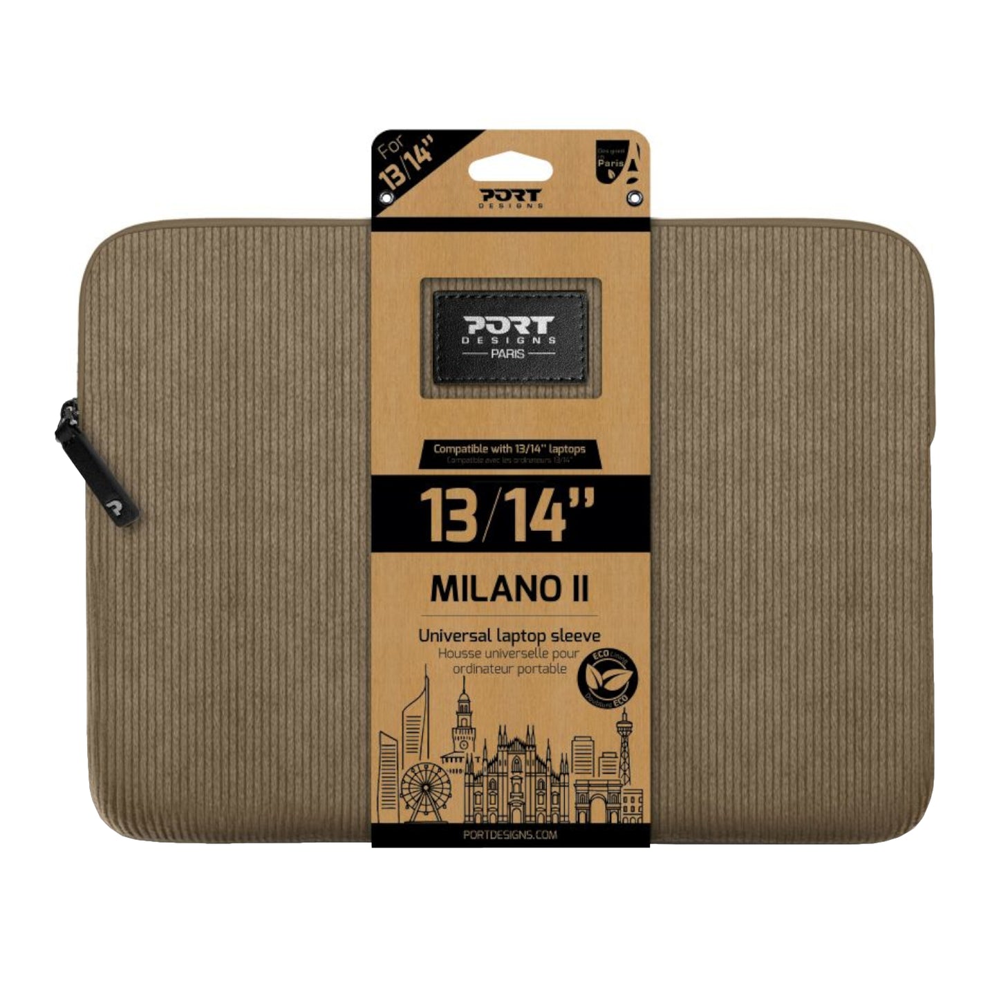 Port Designs Milano II Eco 13/14" Universal Laptop Sleeve Desert Brown