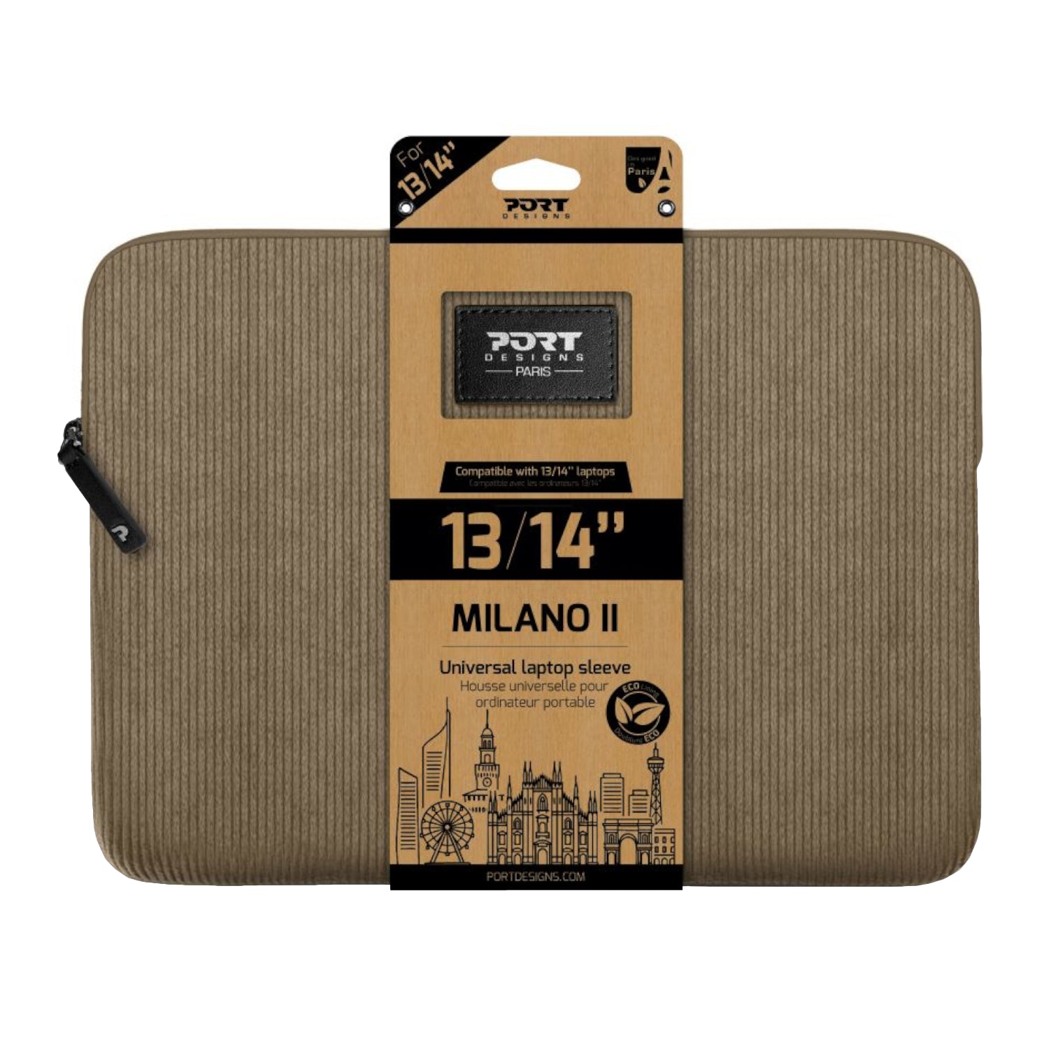 Port Designs Milano II Eco 13/14" Universal Laptop Sleeve Desert Brown