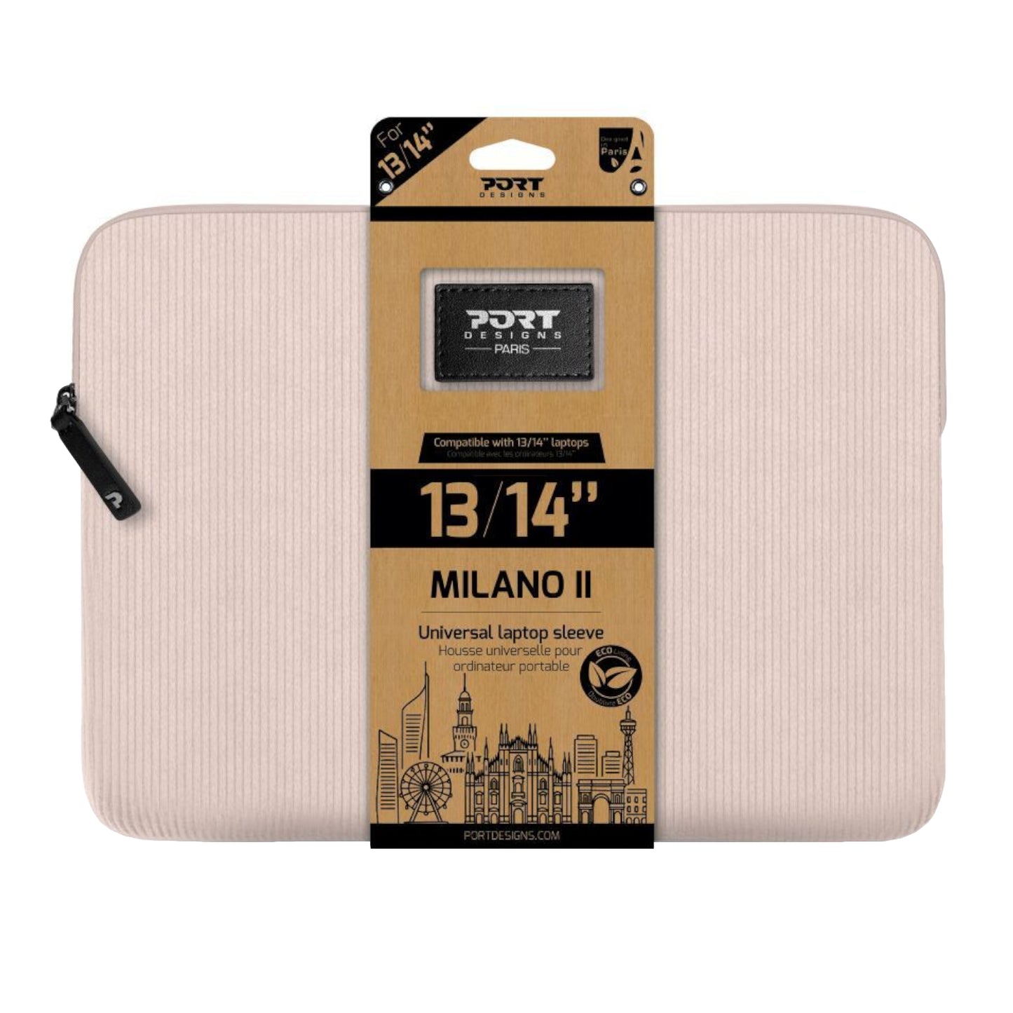 Port Designs Milano II Eco 13/14" Universal Laptop Sleeve Plush Pink