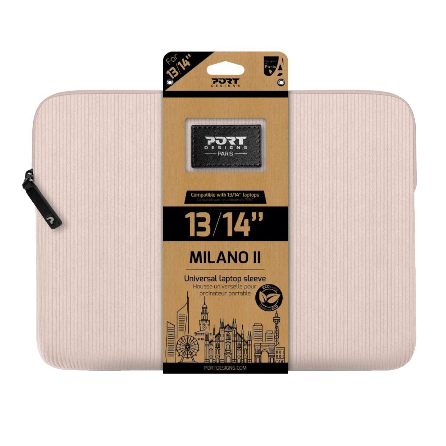 Port Designs Milano II Eco 13/14" Universal Laptop Sleeve Plush Pink