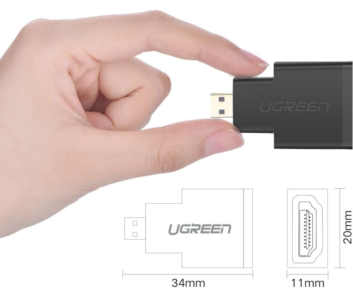 Ugreen Micro HDMI Male To HDMI Female Adapter – Black image 2