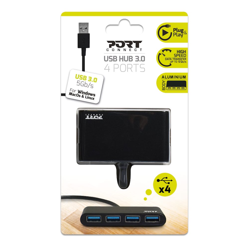 Port USB3.0 To 4 X USB3.0 5GBPS 4 Port Hub Black image 5