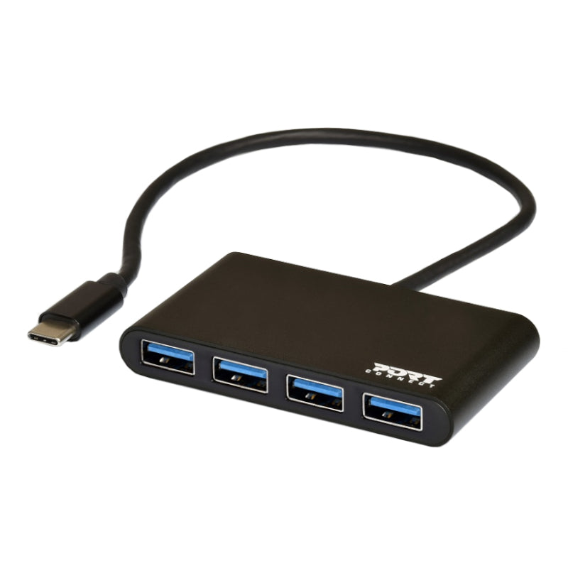 Port USB Type-C To 4 X USB3.0 5GBPS 30CM 4 Port Hub Black image 2