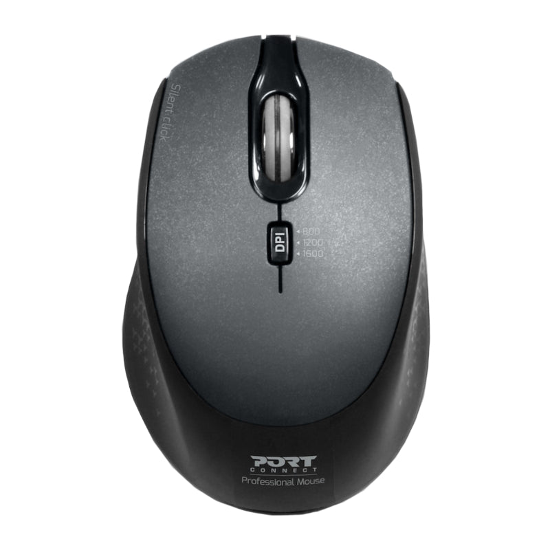 Port Connect Silent 1600DPI 3 Button Wireless Mouse Black