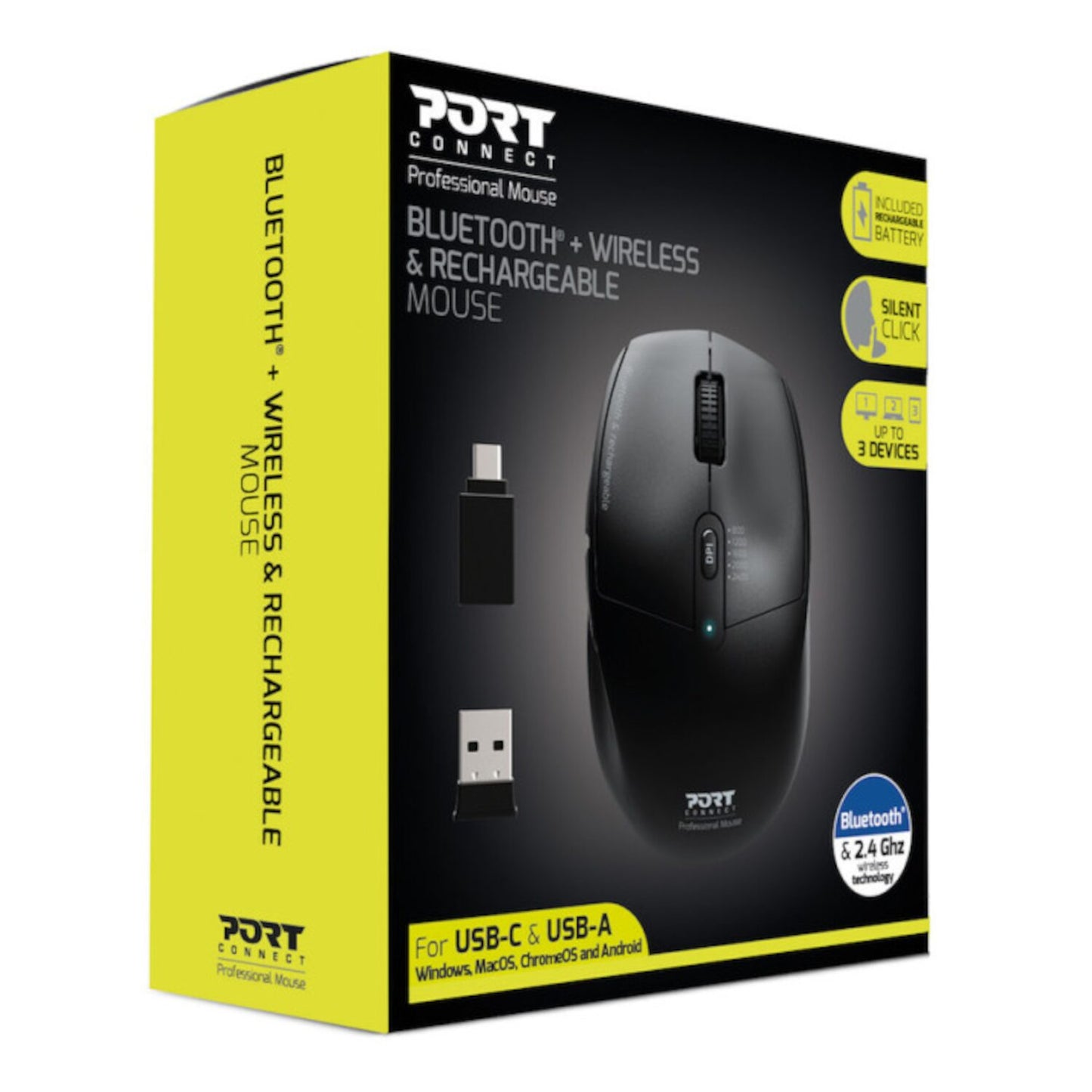 Port Connect 2.4GHZ Wireless Bluetooth® Rechargeable Mouse Pro image 3