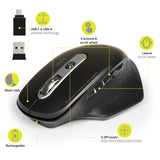 Port Connect Bluetooth Wireless And Rechargeable Executive Mouse Black image 3