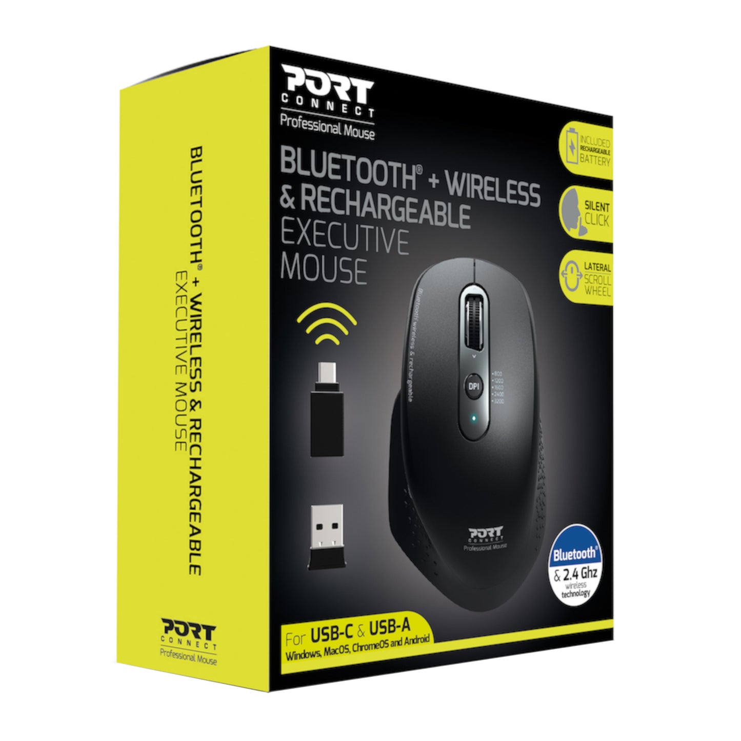 Port Connect Bluetooth Wireless And Rechargeable Executive Mouse Black image 5