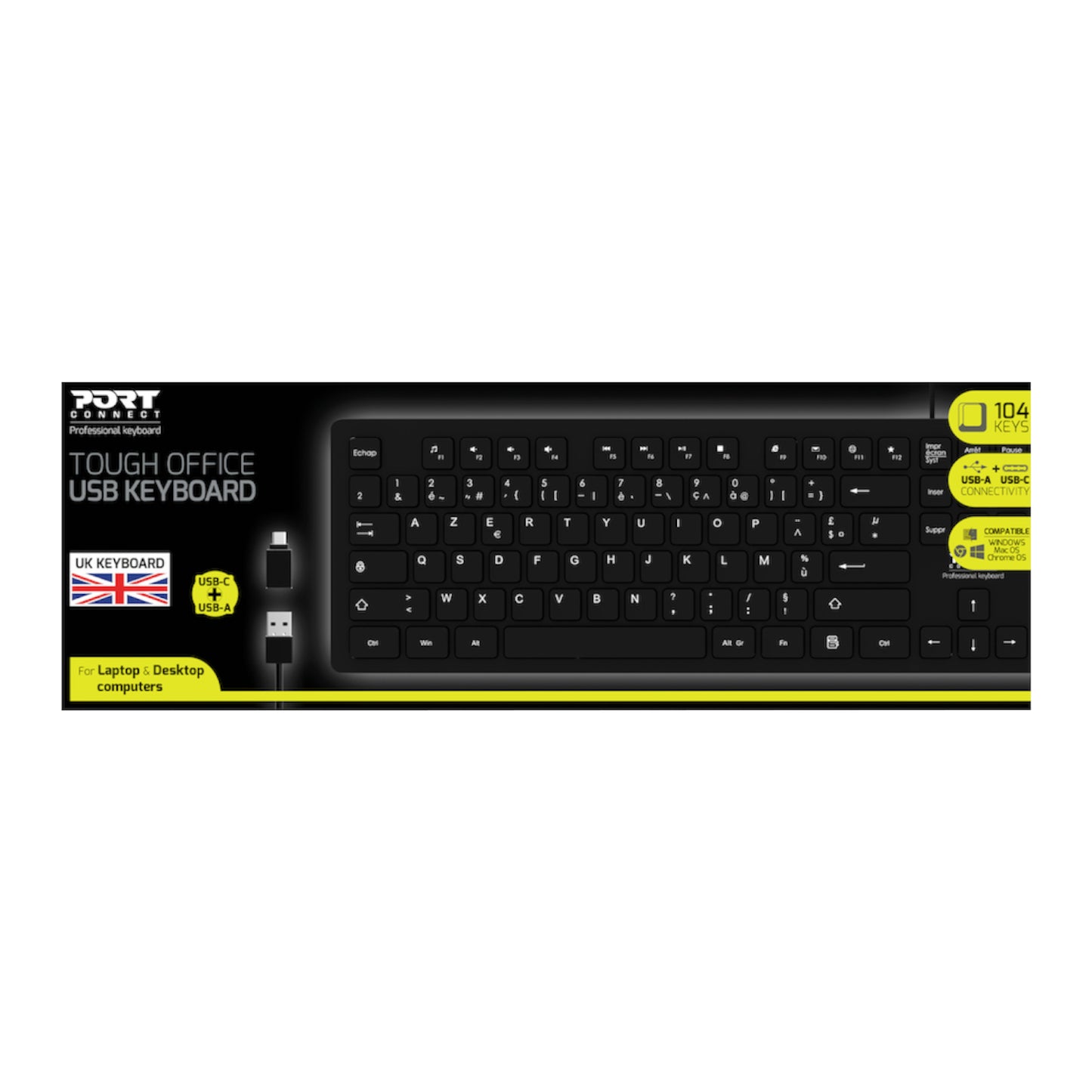 Port Connect Tough Office USB Keyboard Black image 4