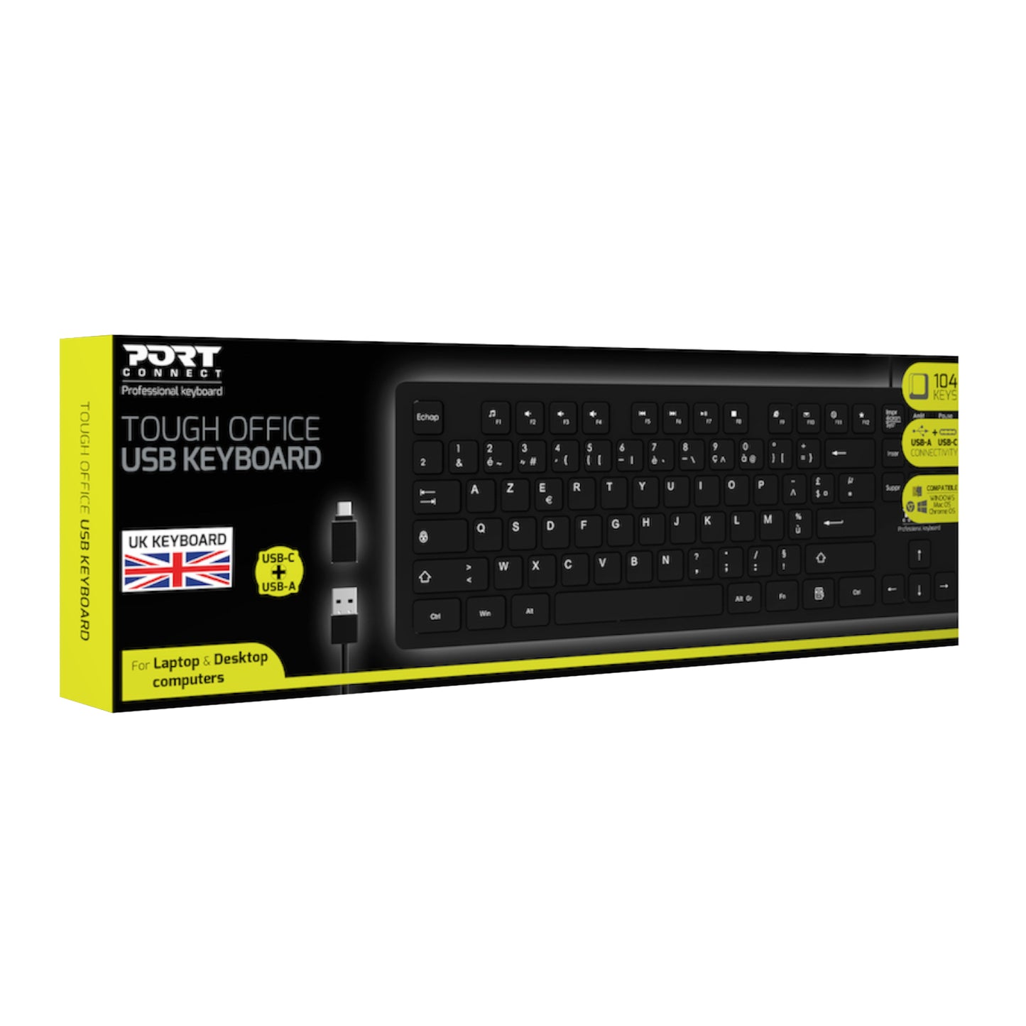 Port Connect Tough Office USB Keyboard Black image 5