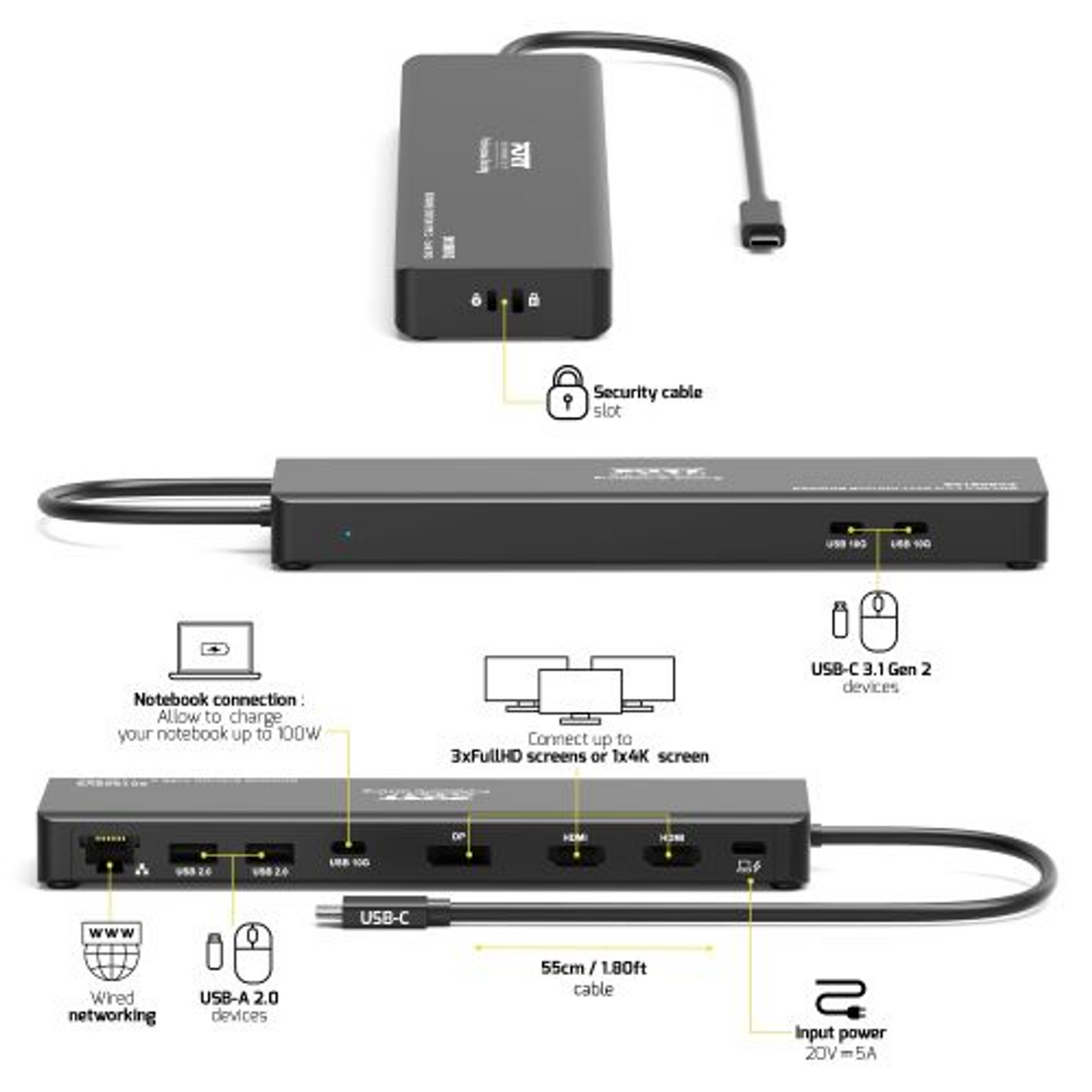 Port Mobile Docking Station 1 X 4K USB-C 9 Devices 100W image 5