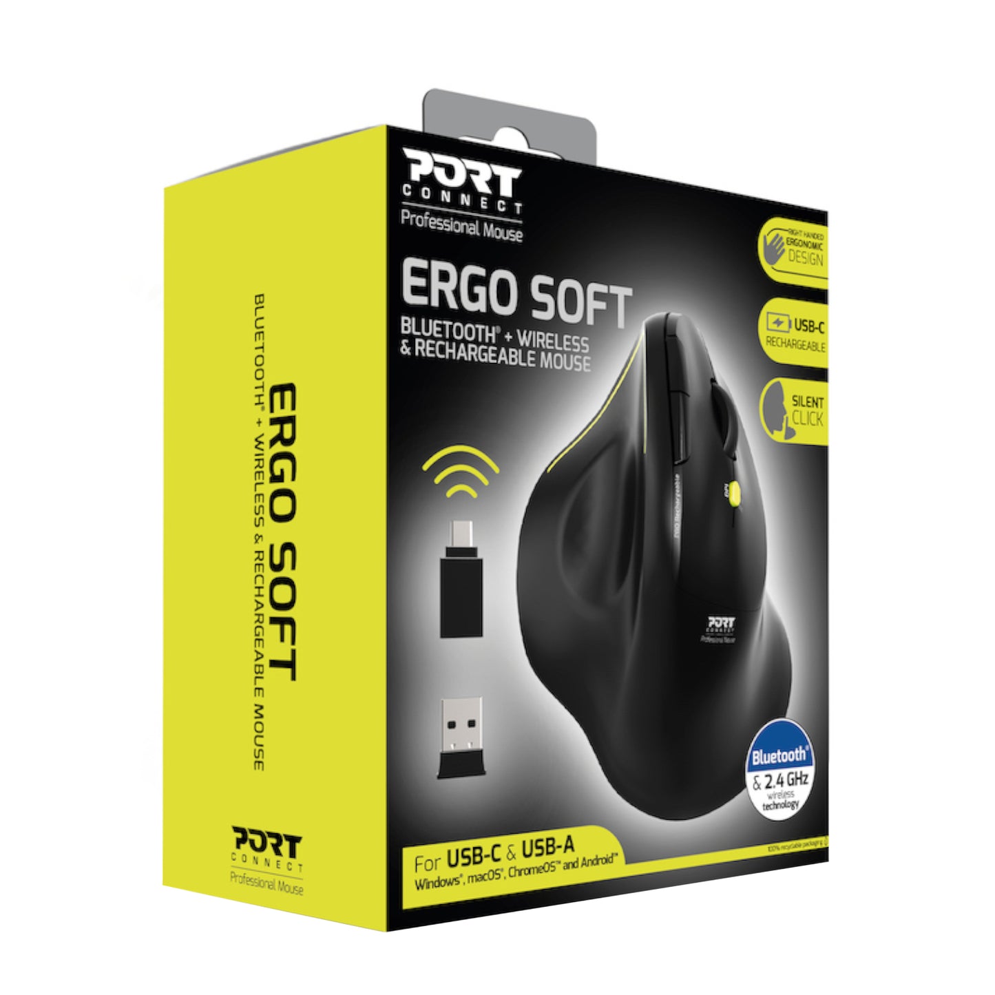 Port Connect 2.4GHZ Wireless Ergo Soft Bluetooth Rechargeable Mouse image 3