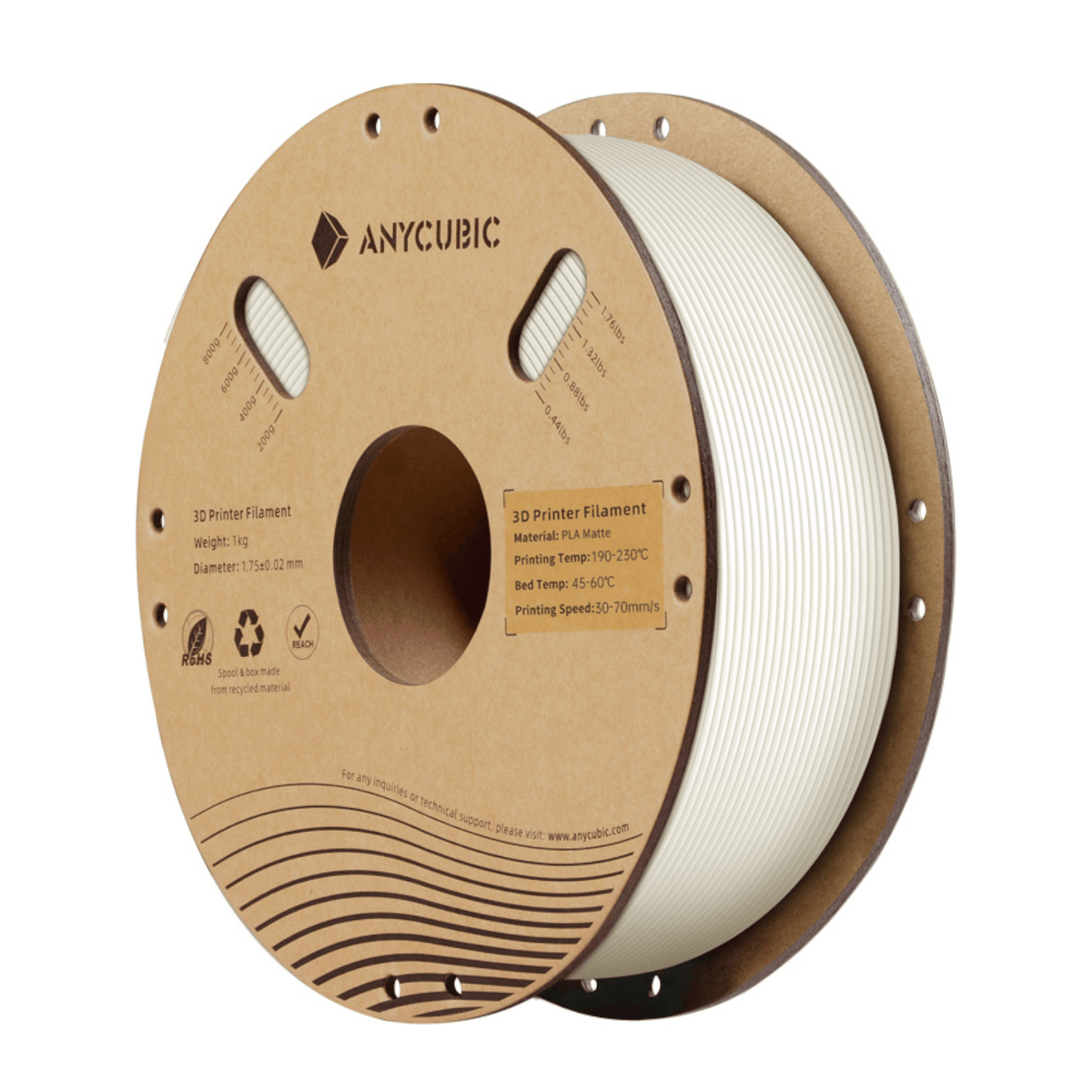 Anycubic Pla Matte Filament 1KG White