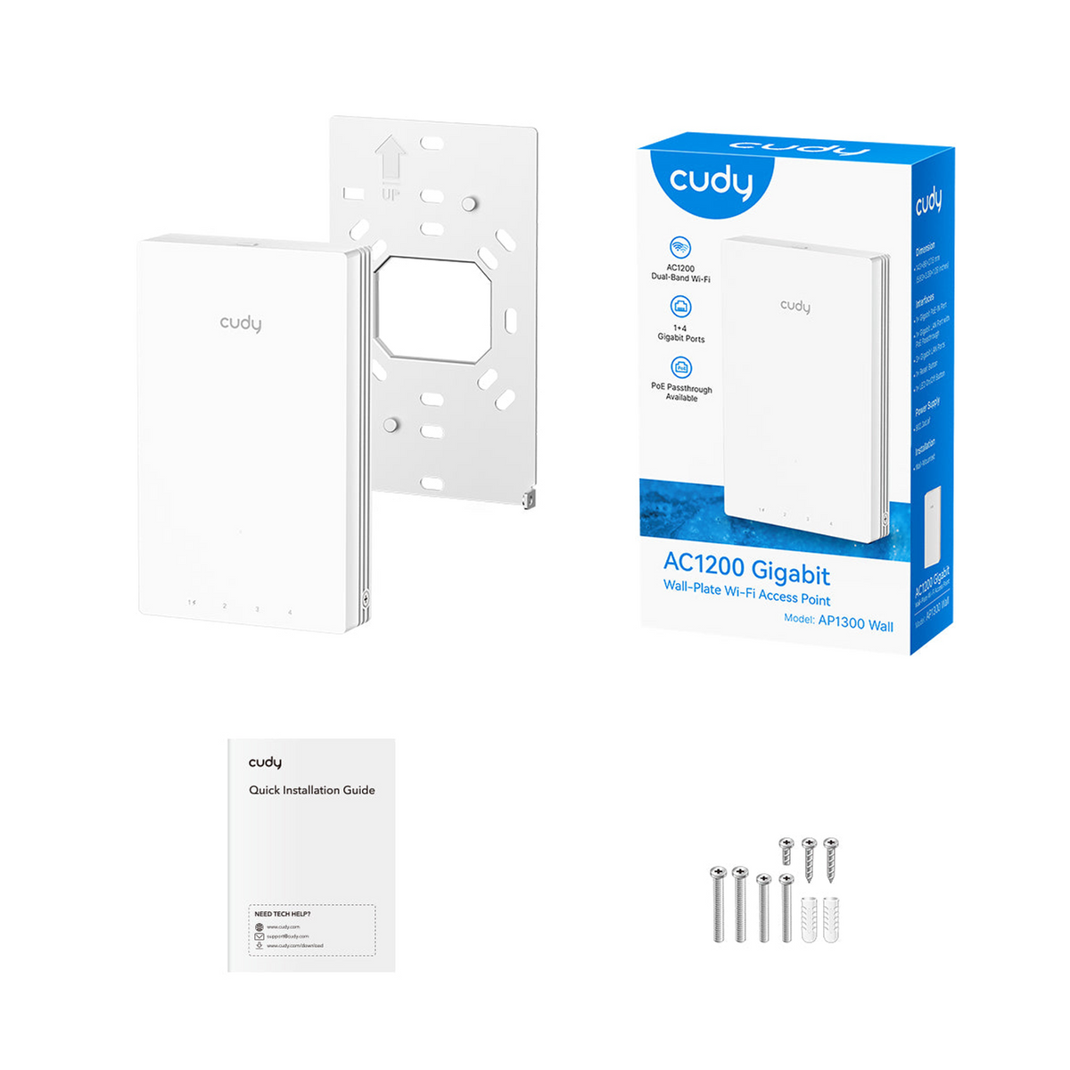 Cudy AC1200 Gigabit Dual-Band WI-FI 5 Wall-Plate Access Point image 6