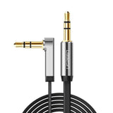 Ugreen AV119 Right-Angled 3.5MM Flat Aux Cable 1.5M Black/Silver
