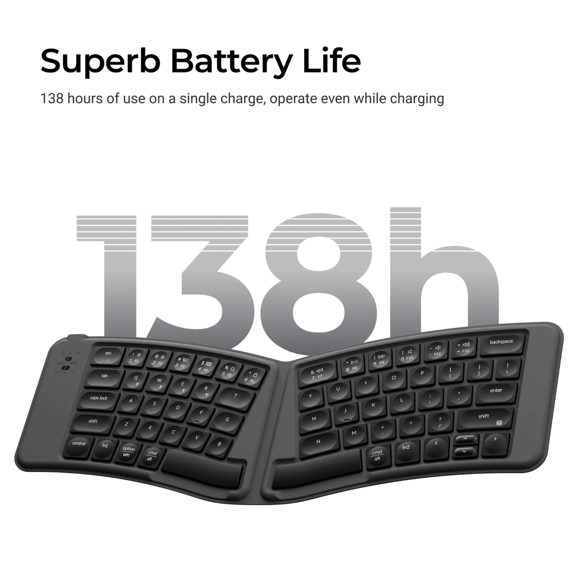 Keychron B11 Pro Ultra-Slim Wireless Foldable Keyboard Alice Layout Space Gray image 3