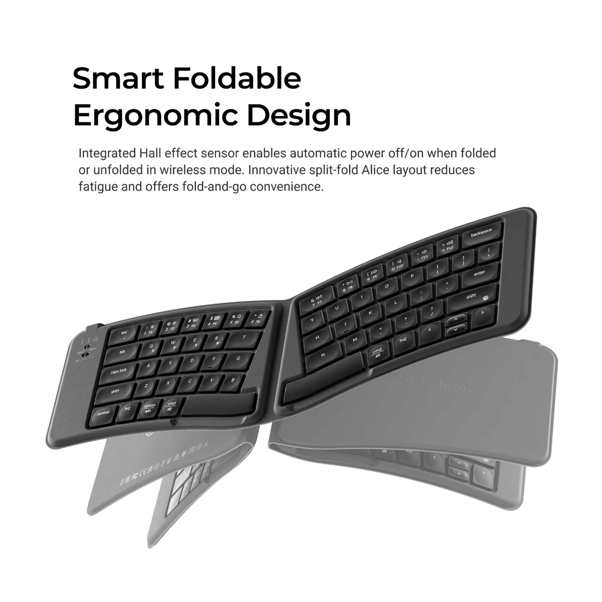 Keychron B11 Pro Ultra-Slim Wireless Foldable Keyboard Alice Layout Space Gray image 6