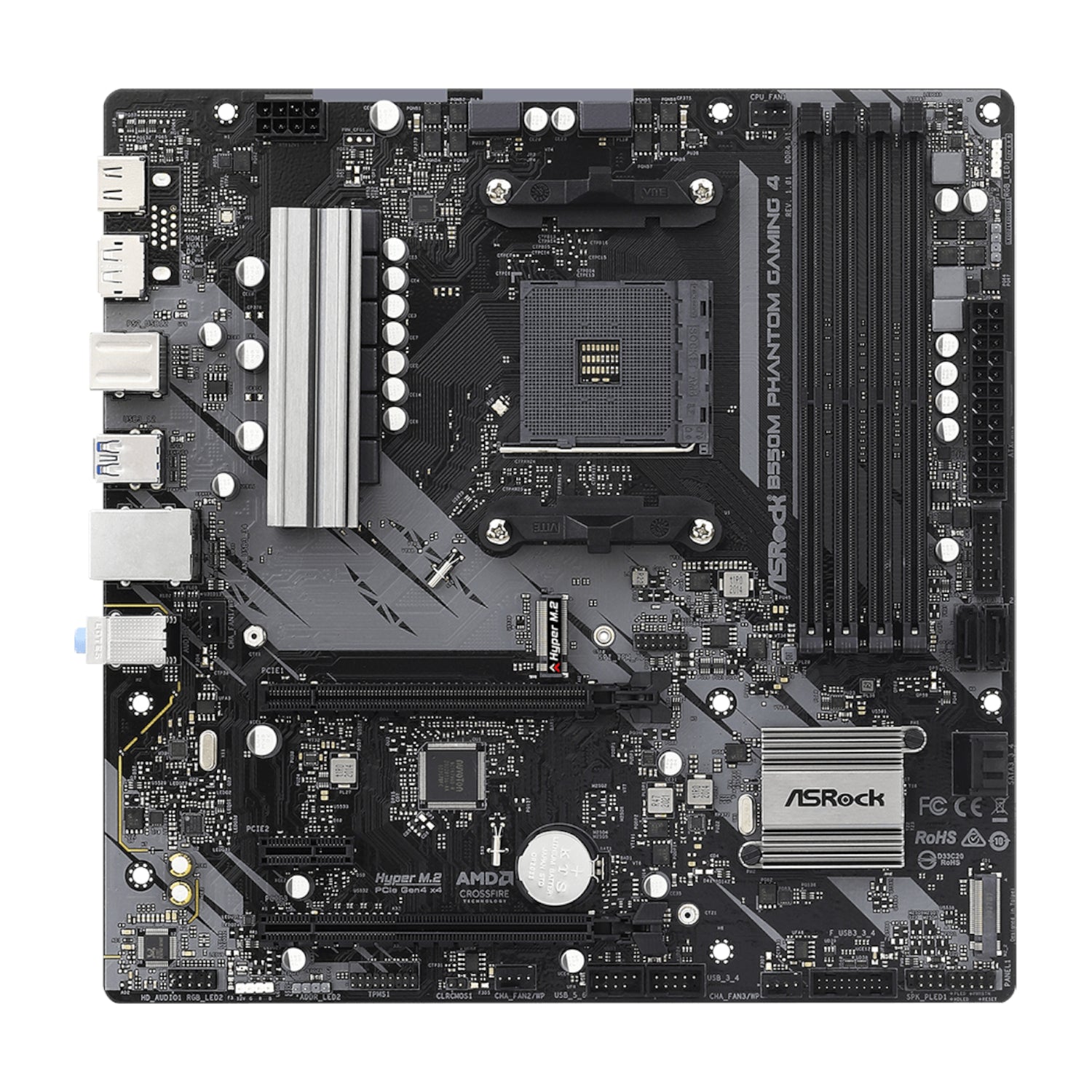 Asrock B550 Phantom Gaming 4 AM4 M-ATX Motherboard image 2