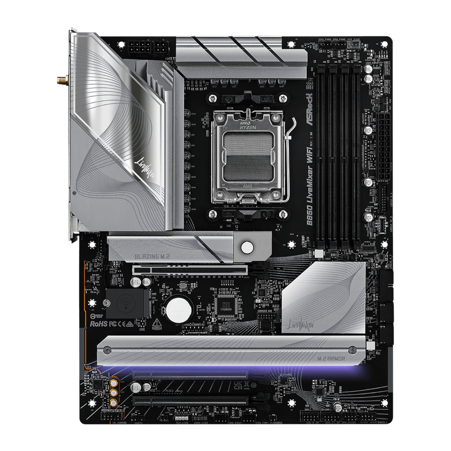 Asrock B850 Livemixer WIFI AM5 ATX Gaming Motherboard image 2